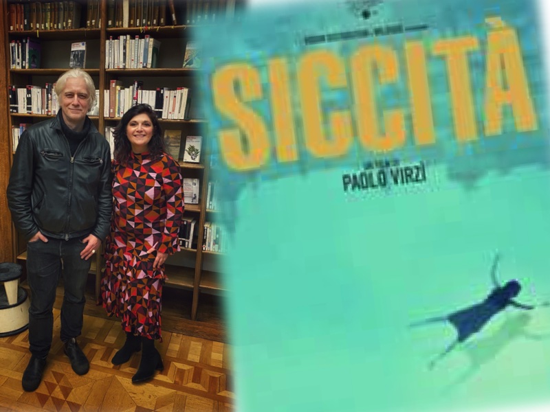 Dry italian movie siccita starring tommaso ragno posing with monica costa movie poster