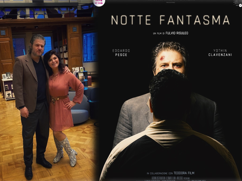 Ghost night movie poster collage and monica costa posing with edoardo pesce