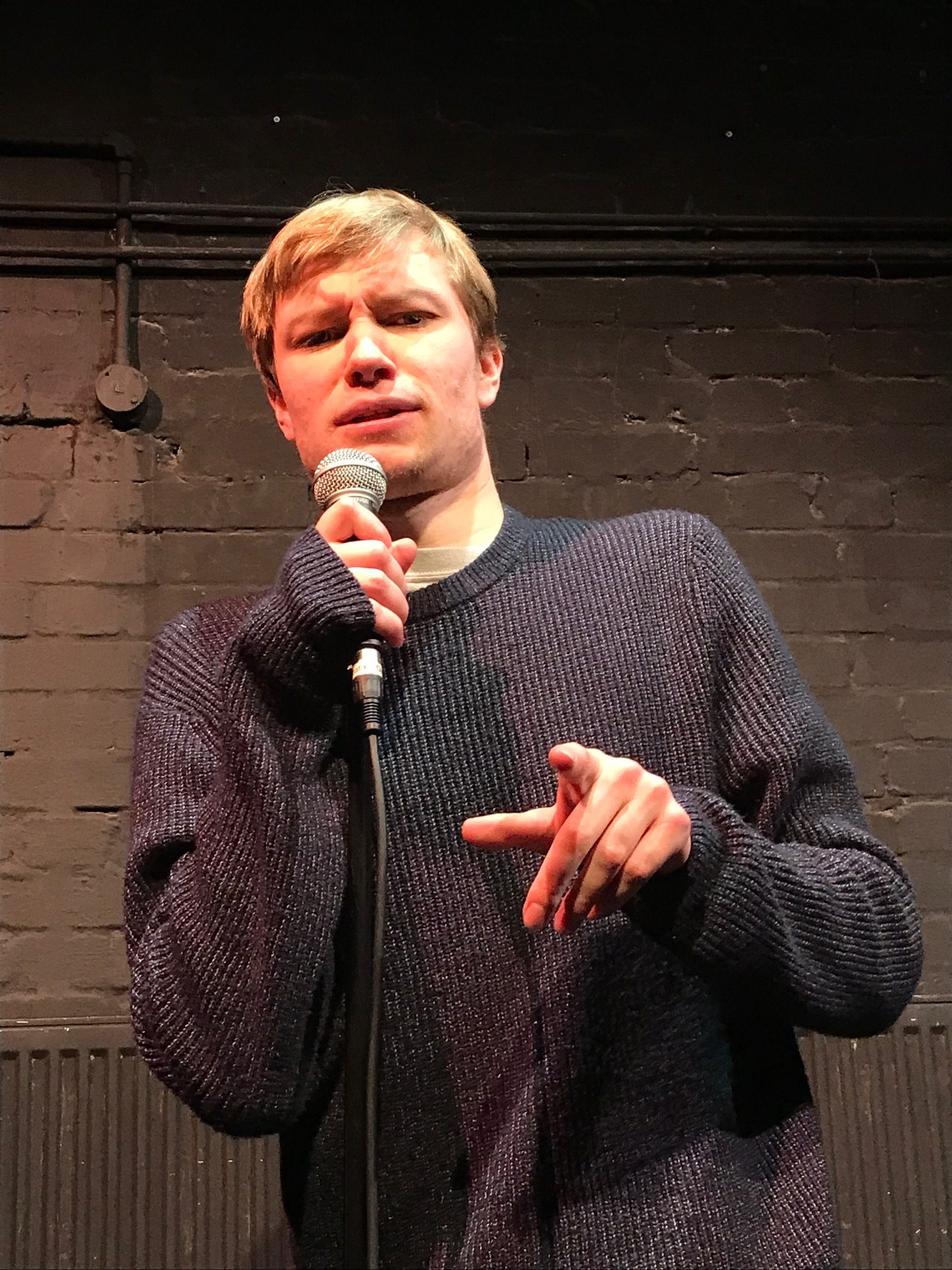 Actor with microphone