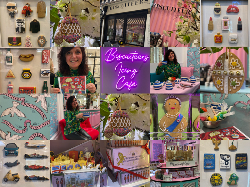 monica costa having Afternoon tea at Biscuiteers Belgravia while posing for London Mums magazine