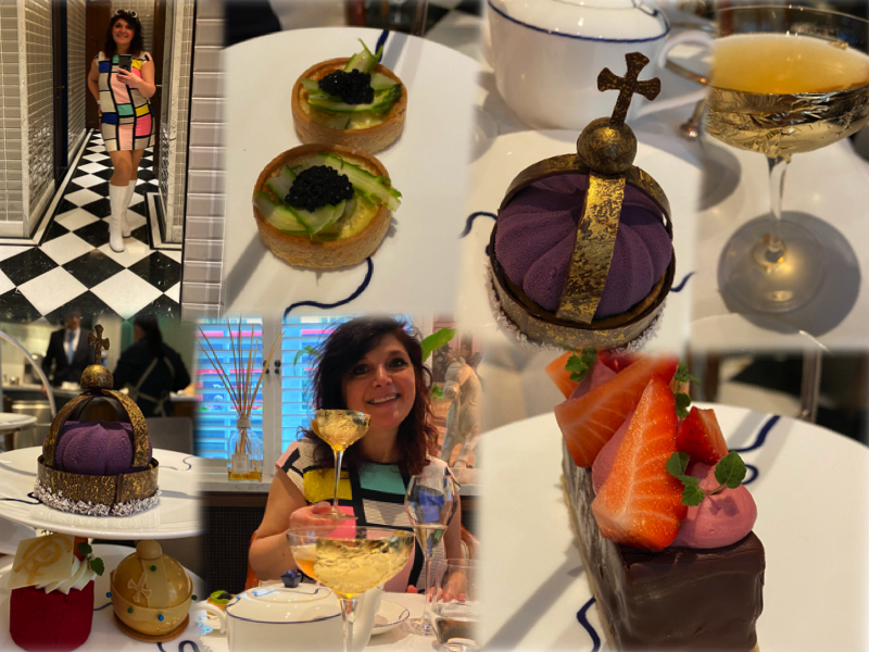 Coronation afternoon tea great scotland yard hotel monica costa posing for london mums magazine