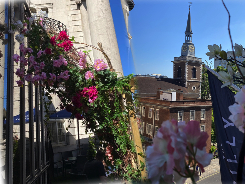 London themed Afternoon Tea at The Dilly- A scrumptious experience collage london mums magazine balcony