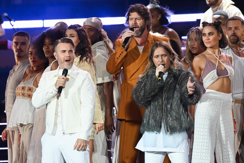 Gary Barlow, Howard Donald and Mark Owen of Take That 