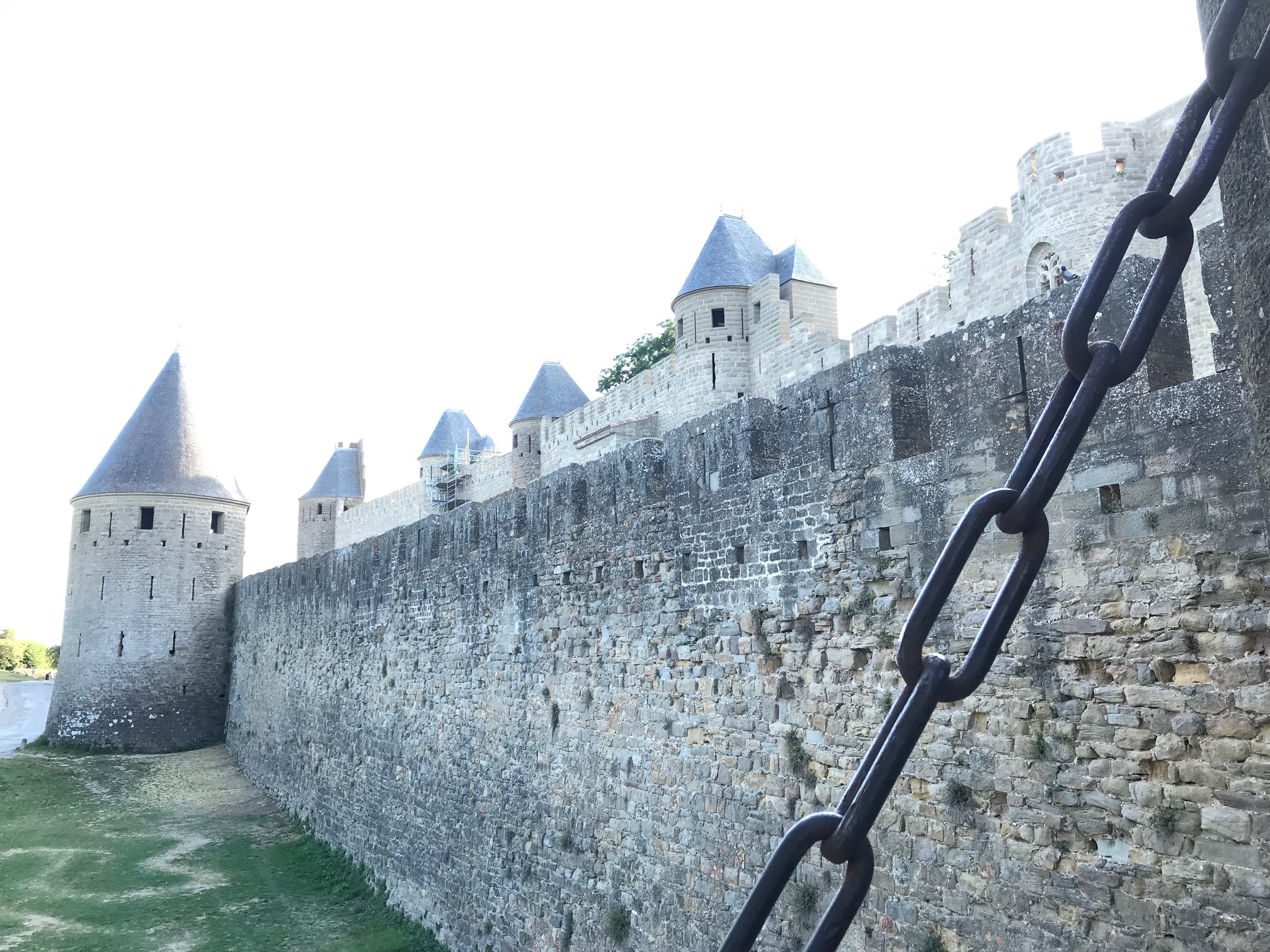 Carcassonne in Occitanie, South-Eastern France - The two walls: the inner Gallo-Roman, the outer Mediaeval