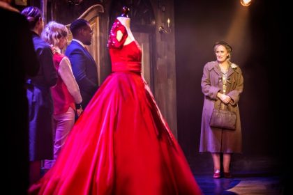Flowers For Mrs Harris runs at Riverside Studios christian dior red dress