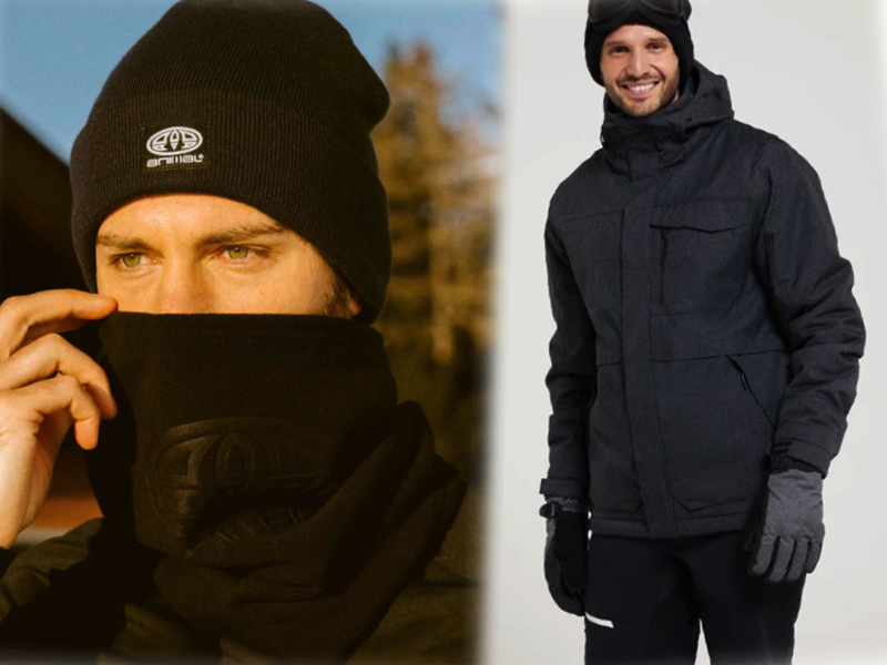 Mountain Warehouse Comet II jacket and Glaciate Mens Neck Gaiter by Animal