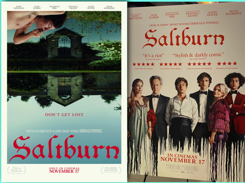 Saltburn movie posters collage by london mums magazine