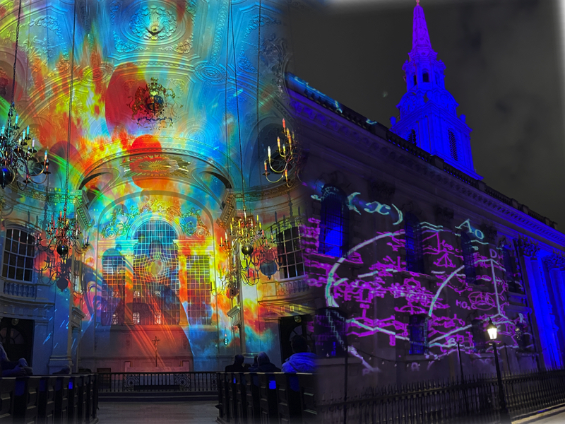 St Martin-in-the-Fields light show LIFE collage
