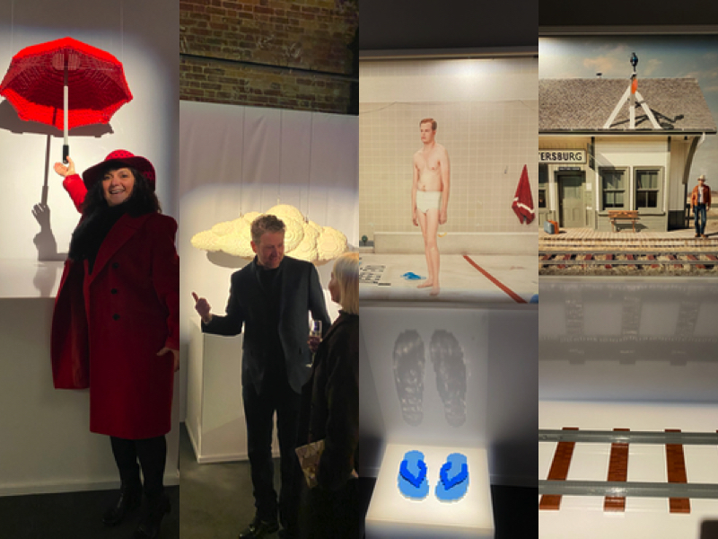 LEGO art expo Art of the Brick in London collage