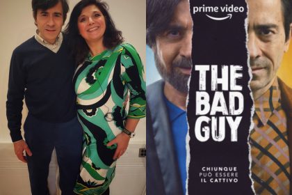 The bad guy Luigi Lo Cascio and Monica Costa London Mums magazine collage