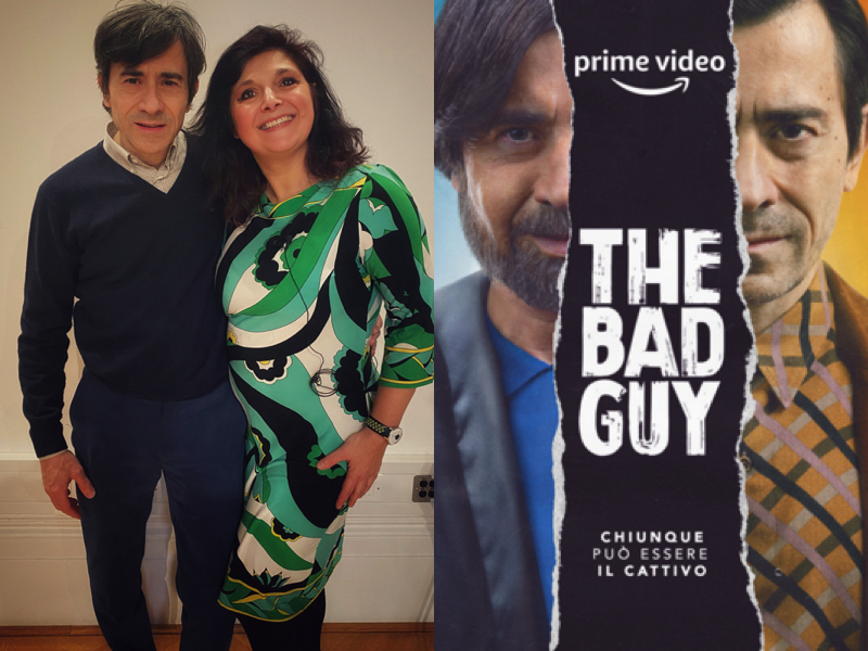 The bad guy Luigi Lo Cascio and Monica Costa London Mums magazine collage