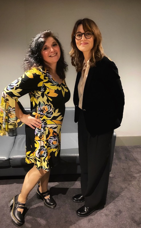 Paola Cortellesi and Monica Costa posing together