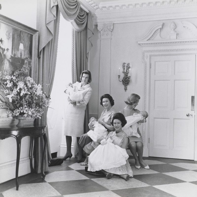 Left - Snowdon, Group of royal mothers with their babies, 1964. Credit Photograph Snowdon. Right - Princess Margaret, Letter to Queen Elizabeth II accompanying photographs, 1965. Credit- Royal Collection Trust - All Rights Reserved. 