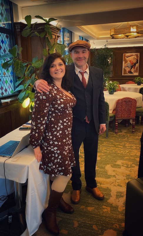 Joe Duttine coronation street star with Monica Costa at The Ivy restaurant