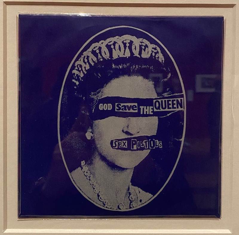 Sex Pistols album cover of anti-royalist song "God Save the Queen"