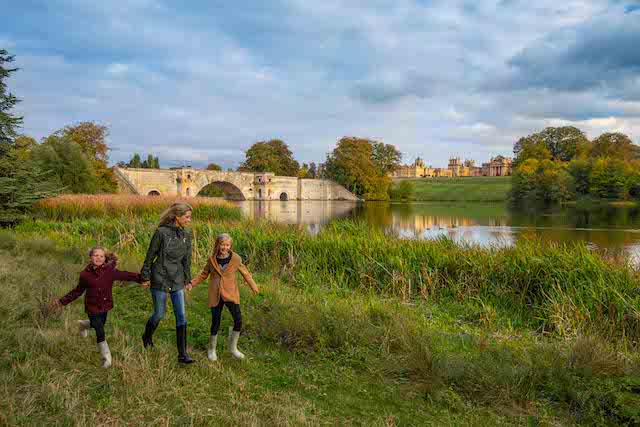 Mother and daughters exploring the parkland of the Blenheim Estate
