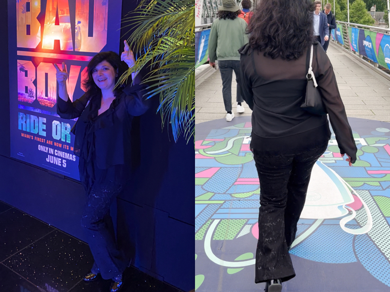 next glam trousers monica costa bad boys premiere london mums magazine collage