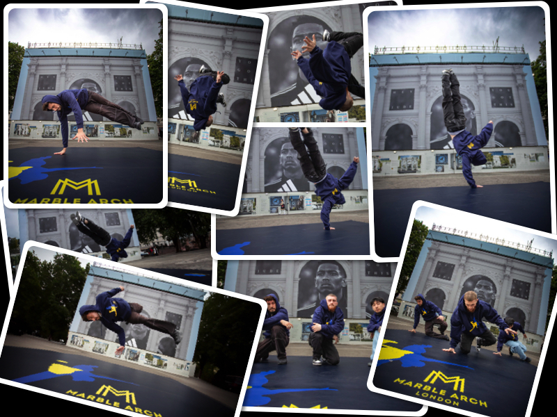 breakdancers marble arch london