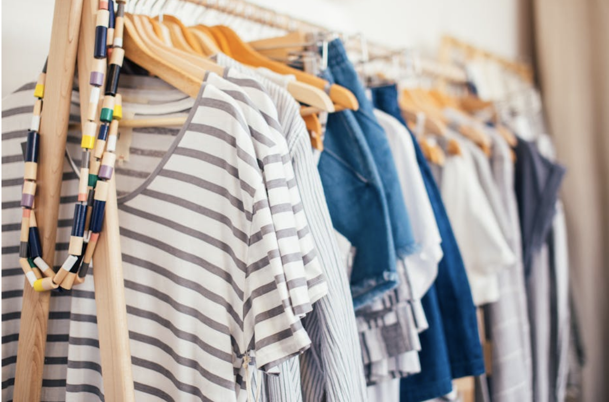 stylish clothes on a rack found online for less