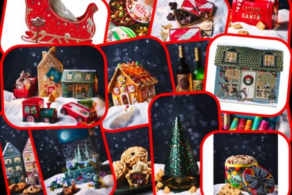 Christmas tins by M&S collage