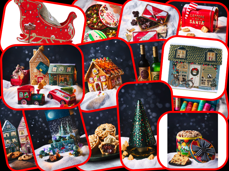 Christmas tins by M&S collage