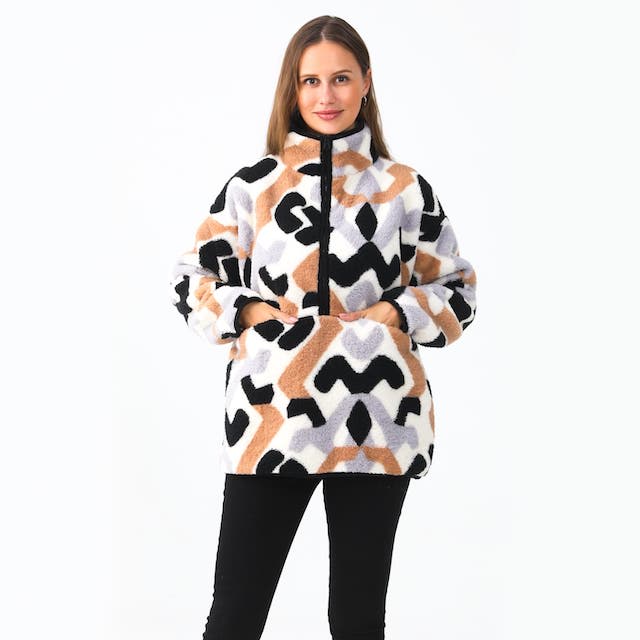 lady wearing a fleece