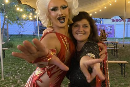 Monica costa and drag queen lucinda bhind at brighton fringe The Revel Puck Circus