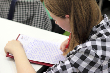 student writing