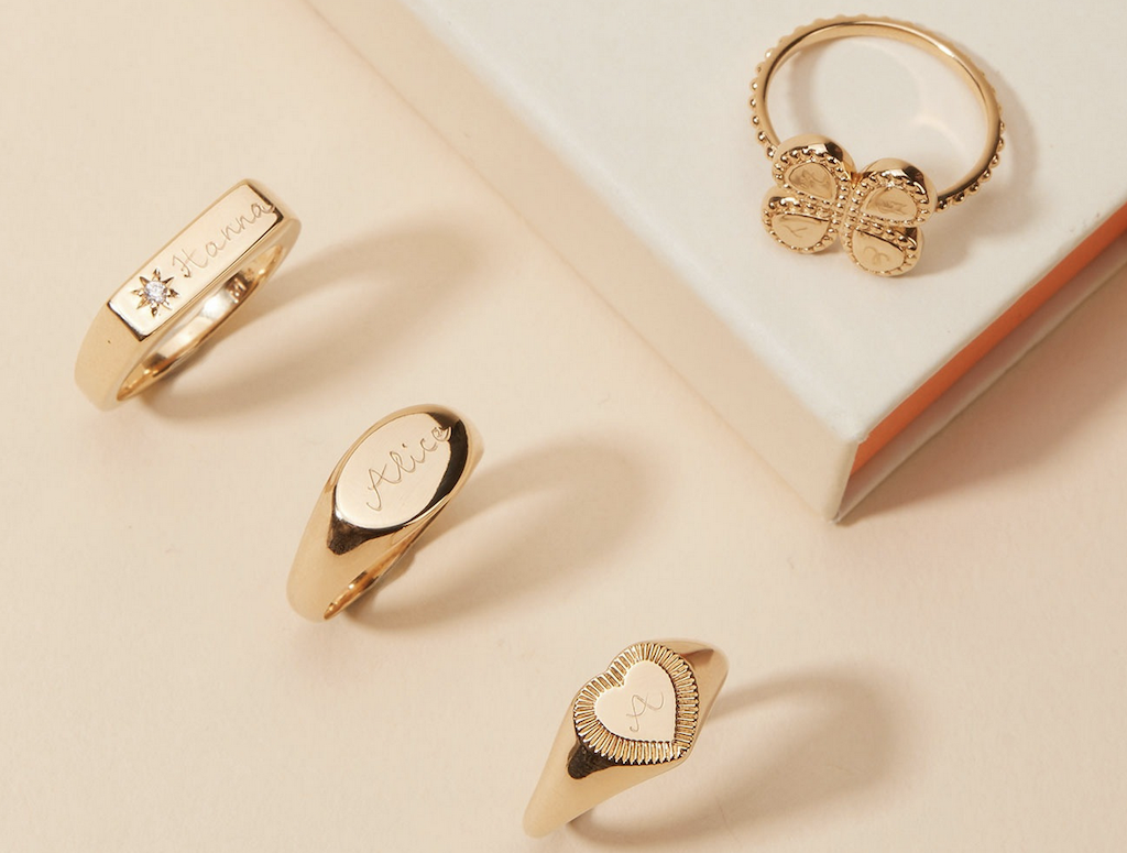 Personalised Heart Signet Ring merci maman