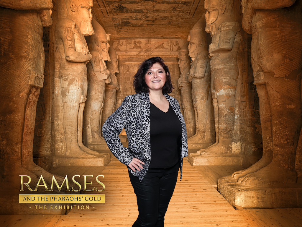 Monica Costa of London Mums magazine at Ramses and the Pharaohs' Gold exhibition