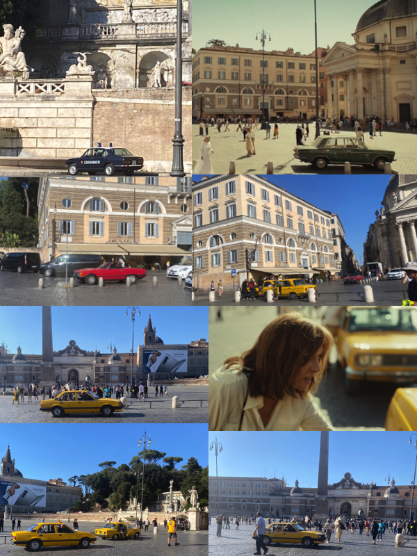 PIazza del Popolo film set for FUORI starring valeria golino collage