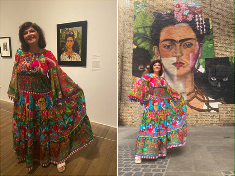 Frida Kahlo tate exhibition and Blackfriers mural London Mums magazine collage