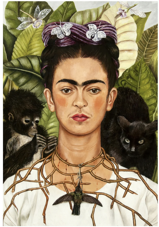 Self-Portrait with Thorn Necklace and Hummingbird