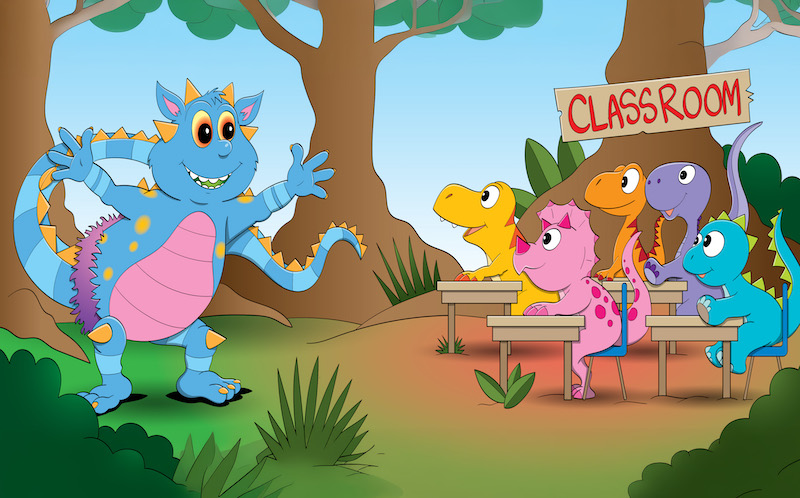 PG25 BOOK GIGGLY Giggly Furbottom Dino School - Front Cover copy