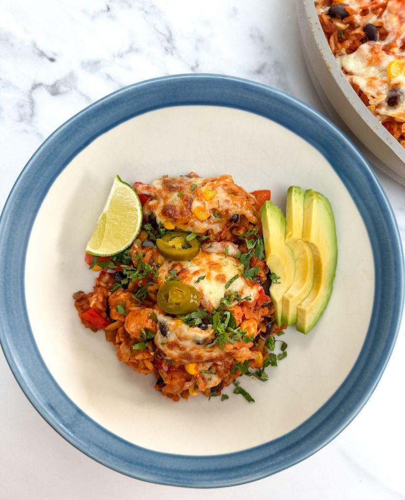 One-Pan Enchilada Rice on a plate